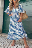 ZJKRL - Sweet Elegant Print Flounce Printing O Neck Printed Dress Dresses(9 Colors)