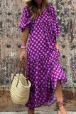 ZJKRL - Sweet Elegant Print Flounce Printing O Neck Printed Dress Dresses(9 Colors)