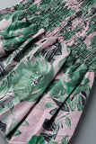 ZJKRL  -  Sweet Elegant Print Patchwork V Neck Waist Skirt Dresses(4 Colors)