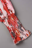 ZJKRL  -  Sweet Elegant Print Patchwork V Neck Waist Skirt Dresses(4 Colors)