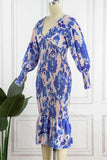 ZJKRL  -  Sweet Elegant Print Patchwork V Neck Waist Skirt Dresses(4 Colors)