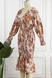 ZJKRL  -  Sweet Elegant Print Patchwork V Neck Waist Skirt Dresses(4 Colors)