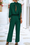 ZJKRL - Casual Simplicity Solid Frenulum Mandarin Collar Regular Jumpsuits