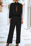ZJKRL - Casual Simplicity Solid Frenulum Mandarin Collar Regular Jumpsuits