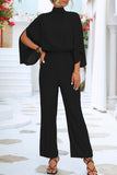 ZJKRL - Casual Simplicity Solid Frenulum Mandarin Collar Regular Jumpsuits
