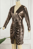 ZJKRL - Celebrities Elegant Solid Fold V Neck A Line Dresses(4 Colors)