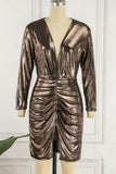 ZJKRL - Celebrities Elegant Solid Fold V Neck A Line Dresses(4 Colors)