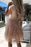 ZJKRL  -  Sweet Elegant Solid Mesh V Neck Irregular Dress Dresses(3 Colors)