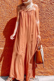 ZJKRL - Casual Bohemian Solid Solid Color U Neck Loose Jumpsuits