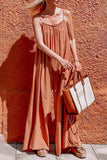 ZJKRL - Casual Bohemian Solid Solid Color U Neck Loose Jumpsuits