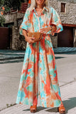 ZJKRL - Bohemian Tie Dye Patchwork Turndown Collar Loose Jumpsuits