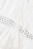 ZJKRL - Sweet Elegant Solid Tassel Embroidered Hollowed Out V Neck A Line Dresses