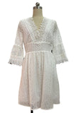 ZJKRL - Sweet Elegant Solid Hollowed Out V Neck Princess Dresses