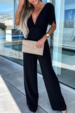 ZJKRL - Casual Elegant Solid Solid Color V Neck Regular Jumpsuits