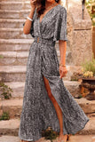 ZJKRL  -  Bohemian College Floral Patchwork With Belt V Neck Waist Skirt Dresses(5 Colors)