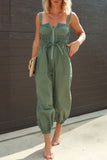 ZJKRL - Casual Street Solid Pocket Zipper Square Collar Regular Jumpsuits