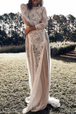 ZJKRL  -  Elegant Solid Backless O Neck Lace Dress Dresses