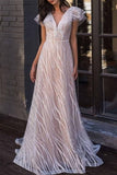 ZJKRL  -  Elegant Solid Patchwork V Neck Evening Dress Dresses