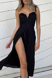ZJKRL  -  Elegant Print Solid Patchwork Slit V Neck A Line Dresses