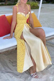 ZJKRL  -  Elegant Print Solid Patchwork Slit V Neck A Line Dresses