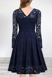 ZJKRL  -  Celebrities Elegant Solid Lace V Neck A Line Dresses(5 Colors)
