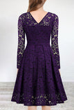 ZJKRL  -  Celebrities Elegant Solid Lace V Neck A Line Dresses(5 Colors)