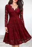 ZJKRL  -  Celebrities Elegant Solid Lace V Neck A Line Dresses(5 Colors)