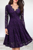 ZJKRL  -  Celebrities Elegant Solid Lace V Neck A Line Dresses(5 Colors)