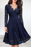 ZJKRL  -  Celebrities Elegant Solid Lace V Neck A Line Dresses(5 Colors)