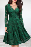 ZJKRL  -  Celebrities Elegant Solid Lace V Neck A Line Dresses(5 Colors)