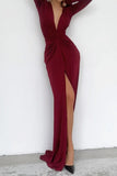 ZJKRL - Elegant Solid Fold V Neck Pleated Dresses(7 Colors)