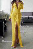 ZJKRL - Elegant Solid Fold V Neck Pleated Dresses(7 Colors)
