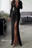 ZJKRL - Elegant Solid Fold V Neck Pleated Dresses(7 Colors)