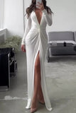 ZJKRL - Elegant Solid Fold V Neck Pleated Dresses(7 Colors)
