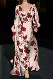 ZJKRL  -  Elegant Floral Patchwork V Neck Printed Dress Dresses