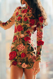 ZJKRL - Sexy Elegant Embroidery Patchwork Half A Turtleneck Wrapped Skirt Dresses
