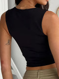 Knitted Skinny Tank Top - Soft, Breathable, Square Neck, Sleeveless, Solid Color, Casual, Perfect for Spring and Summer, Women's Clothing