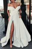 ZJKRL - Elegant Formal Solid Slit V Neck Evening Dress Dresses(12 Colors)