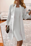 ZJKRL - Elegant Solid Lace Hollowed Out Long Sleeve Two Pieces(8 Colors)