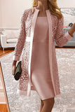 ZJKRL - Elegant Solid Lace Hollowed Out Long Sleeve Two Pieces(8 Colors)