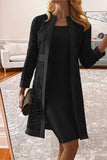 ZJKRL - Elegant Solid Lace Hollowed Out Long Sleeve Two Pieces(8 Colors)