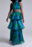 ZJKRL  -  Bohemian College Gradual Change Tie-dye Halter Cake Skirt Dresses