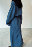 Zjkrl - Casual Solid Slit O Neck Long Sleeve Two Pieces