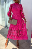 ZJKRL - Celebrities Elegant Solid Hollowed Out Half A Turtleneck Waist Skirt Dresses(4 Colors)