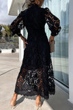 ZJKRL - Celebrities Elegant Solid Hollowed Out Half A Turtleneck Waist Skirt Dresses(4 Colors)
