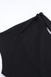 ZJKRL - Elegant Solid Patchwork Oblique Collar One Step Skirt Dresses