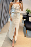 ZJKRL - Elegant Simplicity Solid Appliques Slit Sleeveless Two Pieces