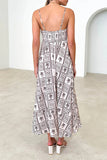 Zjkrl - Sexy Geometric Print Backless Sling Dresses