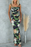 Zjkrl - Sexy Floral Zipper U Neck One Step Skirt Dresses