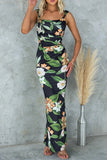Zjkrl - Sexy Floral Zipper U Neck One Step Skirt Dresses
